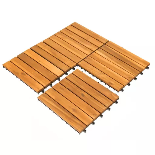 Pardoseală din lemn de acacia, 27 buc, cu dungi