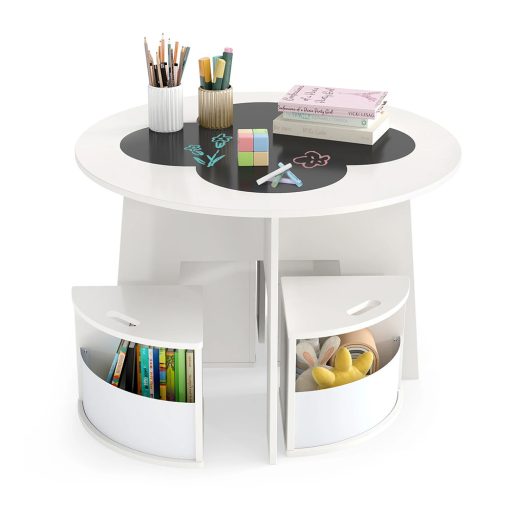 Masă pentru copii 4 persoane cu depozitare, suprafață de scris