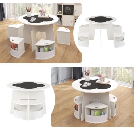 Masă pentru copii 4 persoane cu depozitare, suprafață de scris