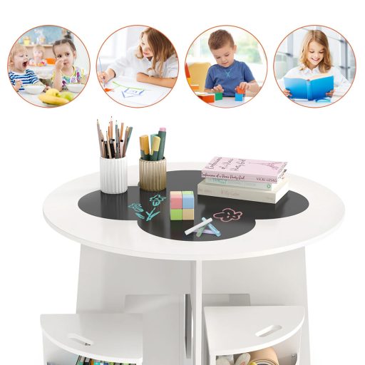Masă pentru copii 4 persoane cu depozitare, suprafață de scris