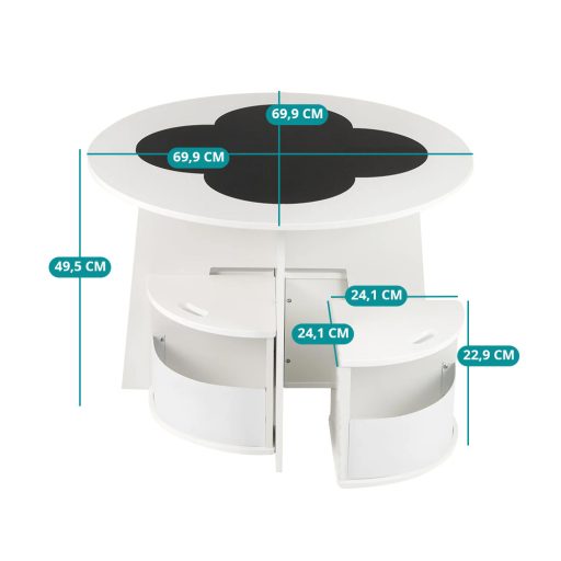 Masă pentru copii 4 persoane cu depozitare, suprafață de scris