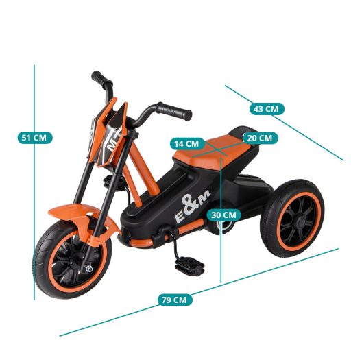 Tricicletă pentru copii cu 3 roți, portocalie