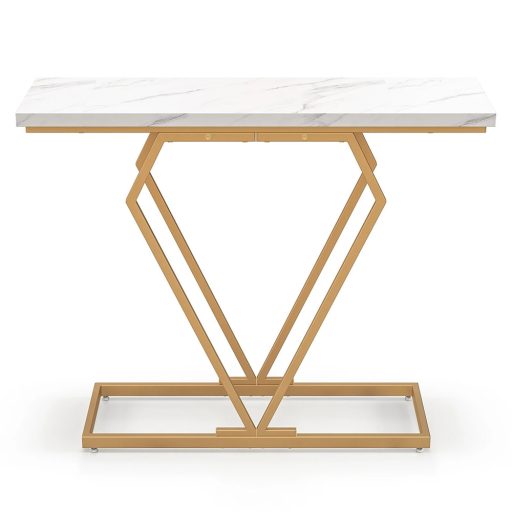 Masă de consolat formă diamant cu blat din marmură artificială
