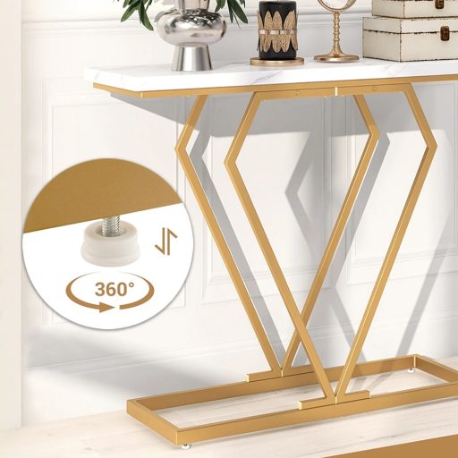 Masă de consolat formă diamant cu blat din marmură artificială