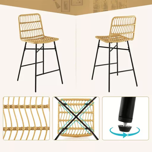 Set de 2 Scaune Bar din Poliratan