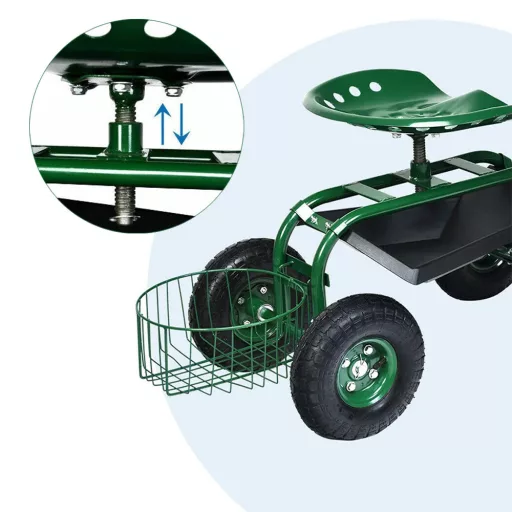 Carucior de Grădină Mobil cu Scaun