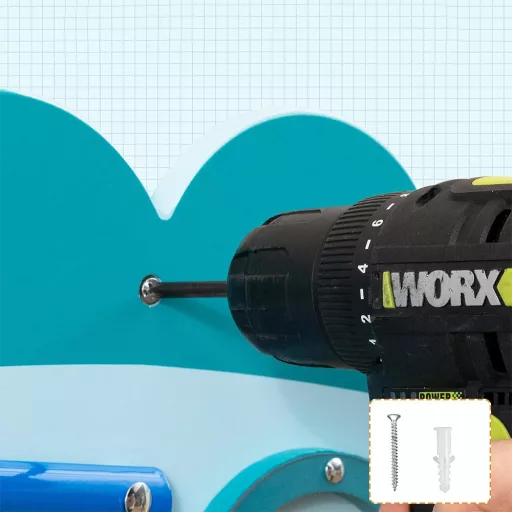 Tablă interactivă pentru copii albastră cu dinozaur