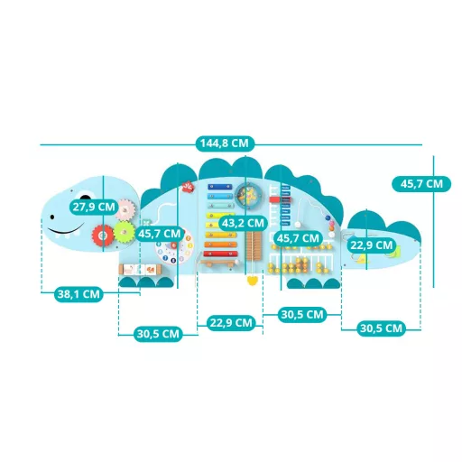 Tablă interactivă pentru copii albastră cu dinozaur