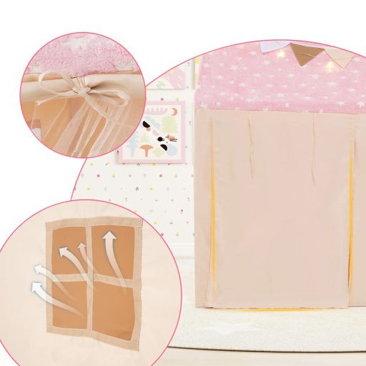 Căsuță de joacă pentru copii cu șirag luminos, roz