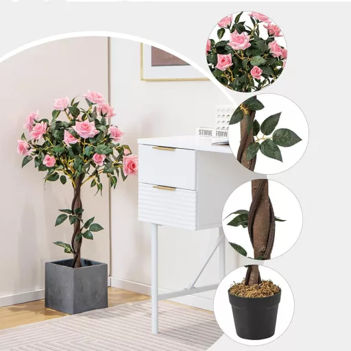 Copac de trandafiri artificial, 93 cm
