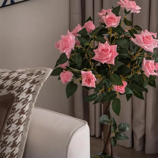 Copac de trandafiri artificial, 93 cm