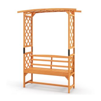 Pergolă de trandafiri din lemn de pin cu băncuță