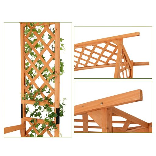 Pergolă de trandafiri din lemn de pin cu băncuță