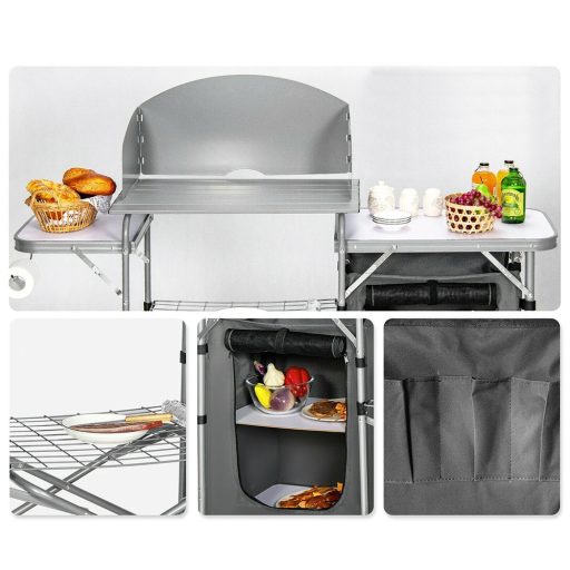 Masă pliabilă pentru camping cu depozitare