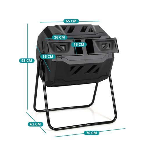 Compostor rotativ cu două camere de 160 litri