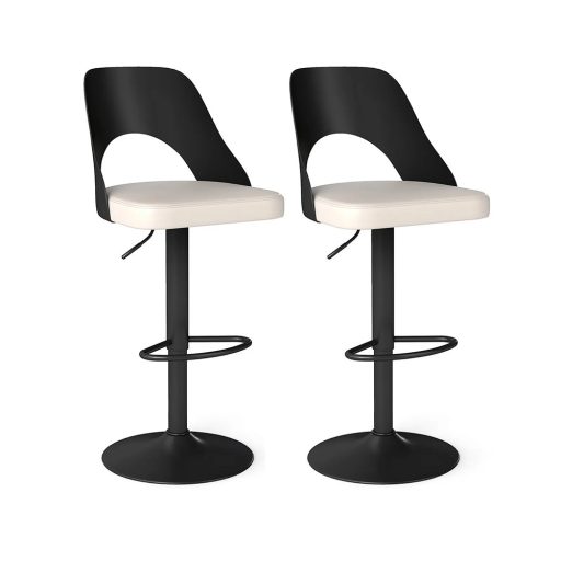 Scaune de bar moderne set 2 bucăți, alb-negru