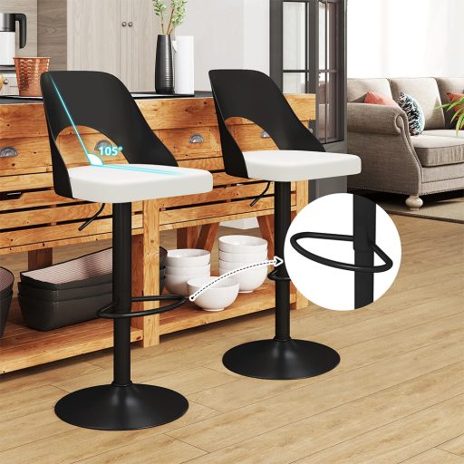 Scaune de bar moderne set 2 bucăți, alb-negru