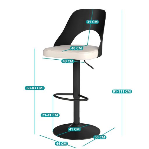 Scaune de bar moderne set 2 bucăți, alb-negru
