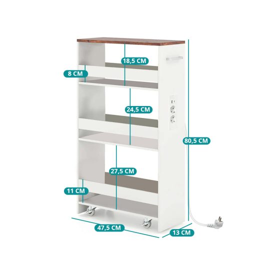 Cărucior de depozitare cu 4 niveluri și stație de încărcare