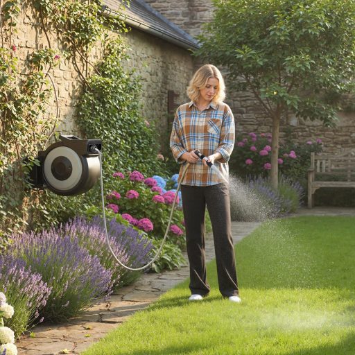 Furtun de grădină montat pe perete, retractabil