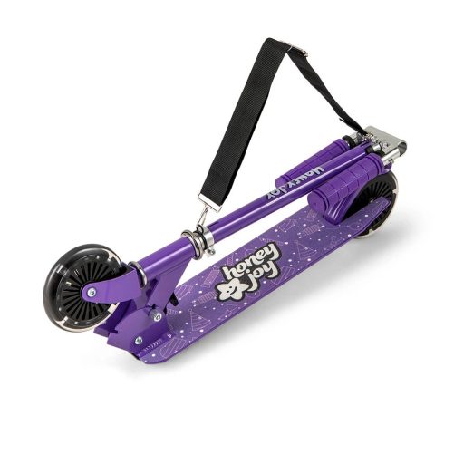Trotinetă pentru copii pliabilă din aluminiu cu roți LED, violet