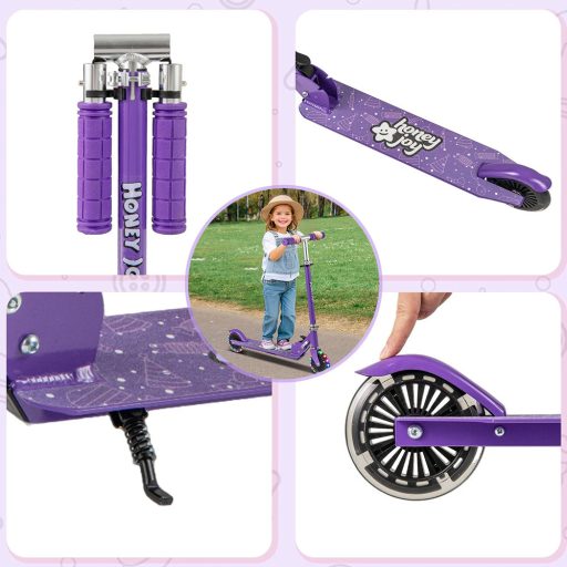 Trotinetă pentru copii pliabilă din aluminiu cu roți LED, violet