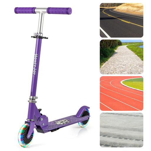 Trotinetă pentru copii pliabilă din aluminiu cu roți LED, violet