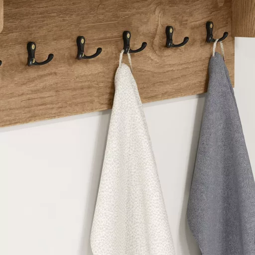 Raft de perete cu 6 cârlige, natural