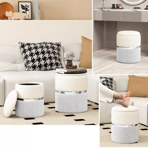 Set de 2 Ottomanuri de Depozitare