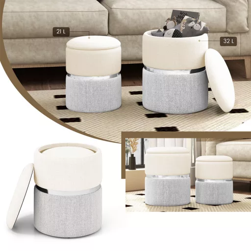 Set de 2 Ottomanuri de Depozitare