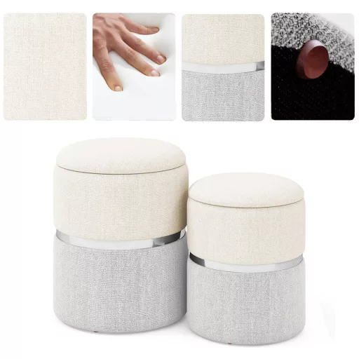 Set de 2 Ottomanuri de Depozitare