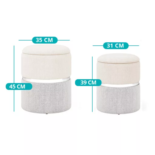 Set de 2 Ottomanuri de Depozitare