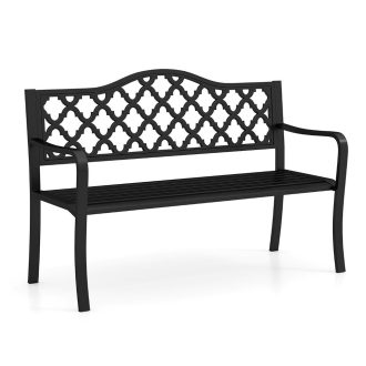 Bancă de grădină cu model de plasă decorativă