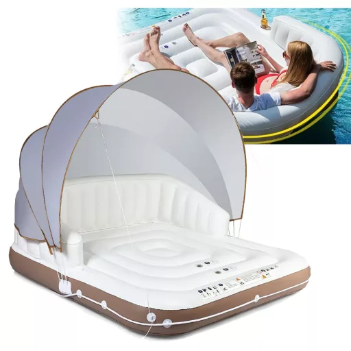Insulă Plutitoare Inflatable cu Copertină