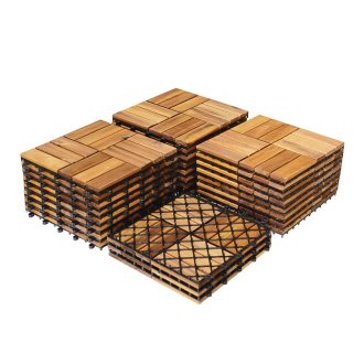 Pardoseală din lemn de salcâm, 27 bucăți, model pepit