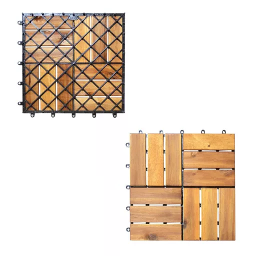 Pardoseală din lemn de acacia, 27 buc, model șah