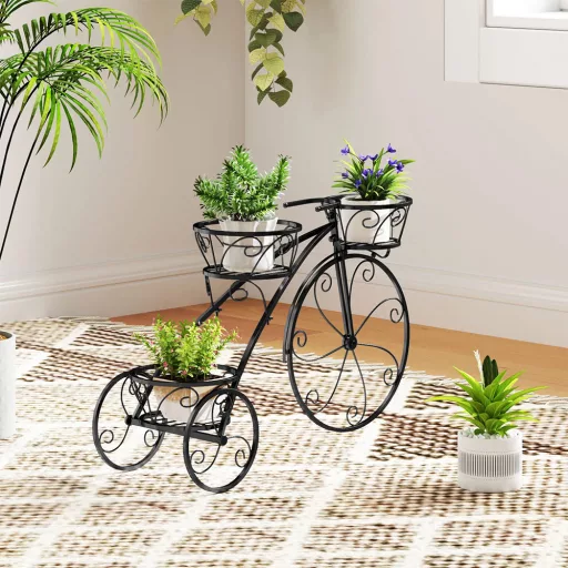 Jardinier metalic în formă de bicicletă