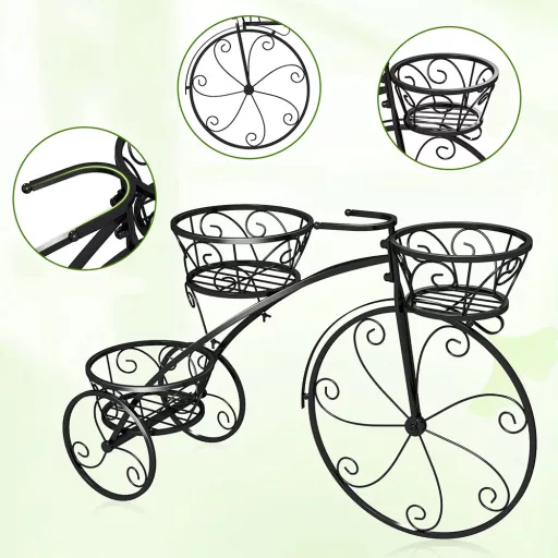 Jardinier metalic în formă de bicicletă