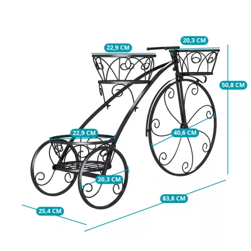 Jardinier metalic în formă de bicicletă