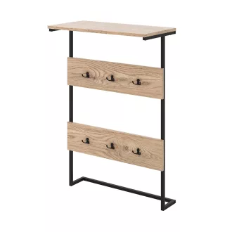 Suport de perete cu 6 cârlige și raft, natur