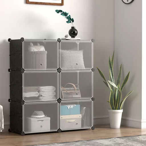 Organizator de încălțăminte din plastic cu 12 compartimente și cârlige laterale