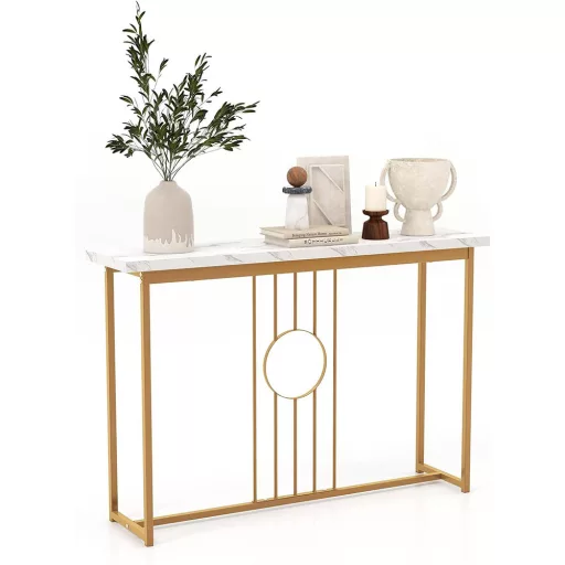 Masa de hol modernă cu blat din marmură artificială