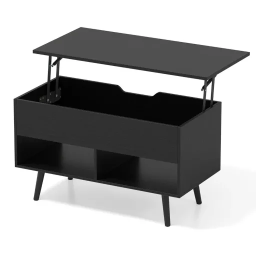 Masă de cafea cu capac ridicat, Neagră