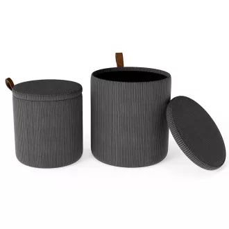 Set 2 pufuri cu spațiu de depozitare, gri