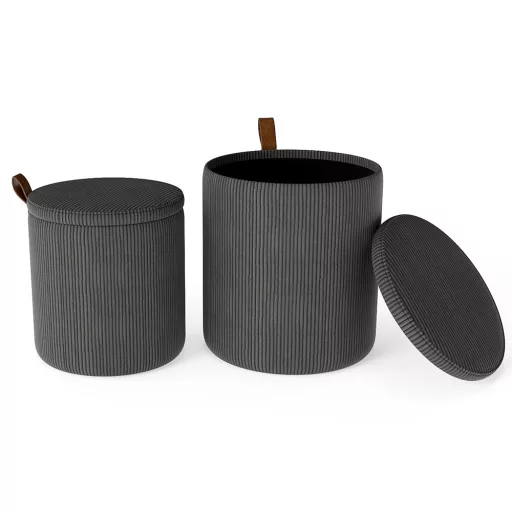 Set 2 pufuri cu spațiu de depozitare, gri