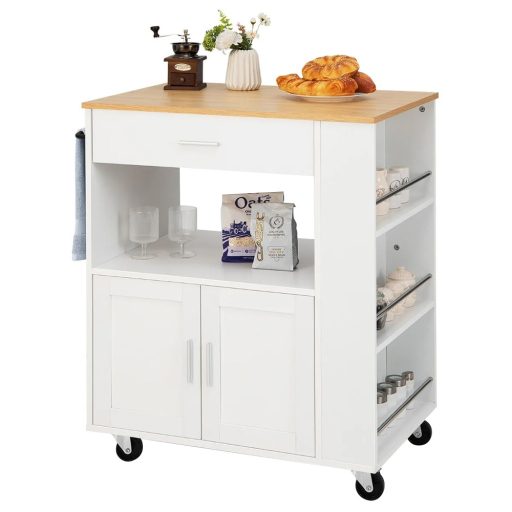 Carucior de Servire Mobil cu 3 Suporturi pentru Condimente