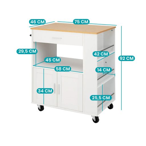 Carucior de Servire Mobil cu 3 Suporturi pentru Condimente