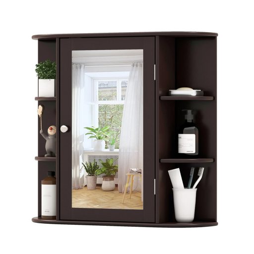 Dulap cu oglindă pentru baie, maro