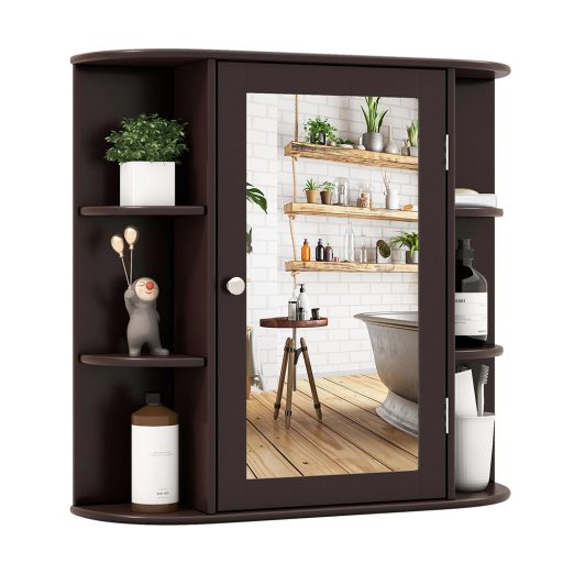 Dulap cu oglindă pentru baie, maro