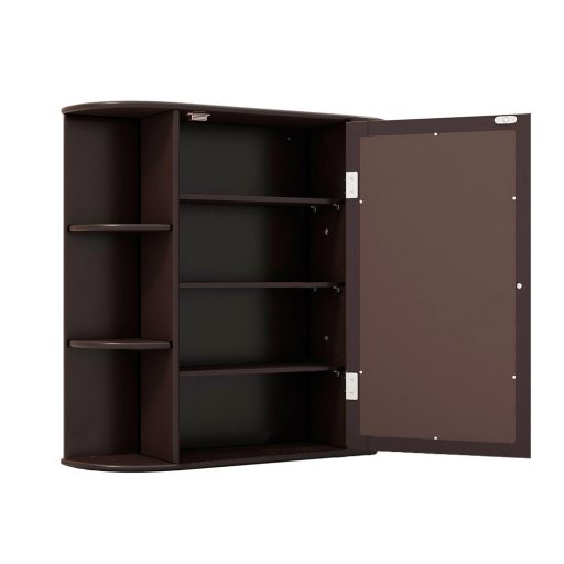 Dulap cu oglindă pentru baie, maro